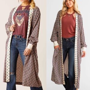 ARIAT KIMONO. SIZE S-M WESTERN RETRO BOHO LIGHTWEIGHT LAYERING OPEN DUSTER.